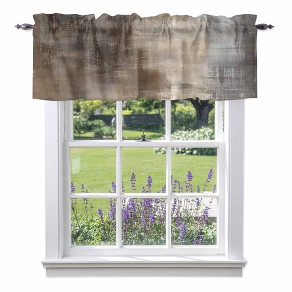 Abstract Paint Valances for Windows Brown Grey Gradient Mottled Retro Art Rod Pocket Cafe Window Treatments Valance Curtains for Kitchen Bathroom Laundry Basement Windows 60"x14"