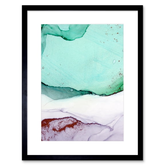Abstract Paint with Green Copper Art Print Framed Poster Wall Decor 9x7 inch