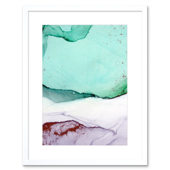 Abstract Paint with Green Copper Art Print Framed Poster Wall Decor 9x7 inch
