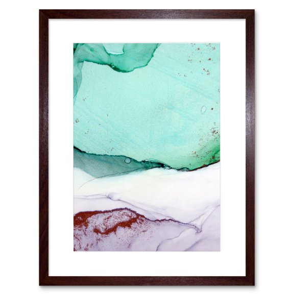 Abstract Paint with Green Copper Art Print Framed Poster Wall Decor 9x7 inch