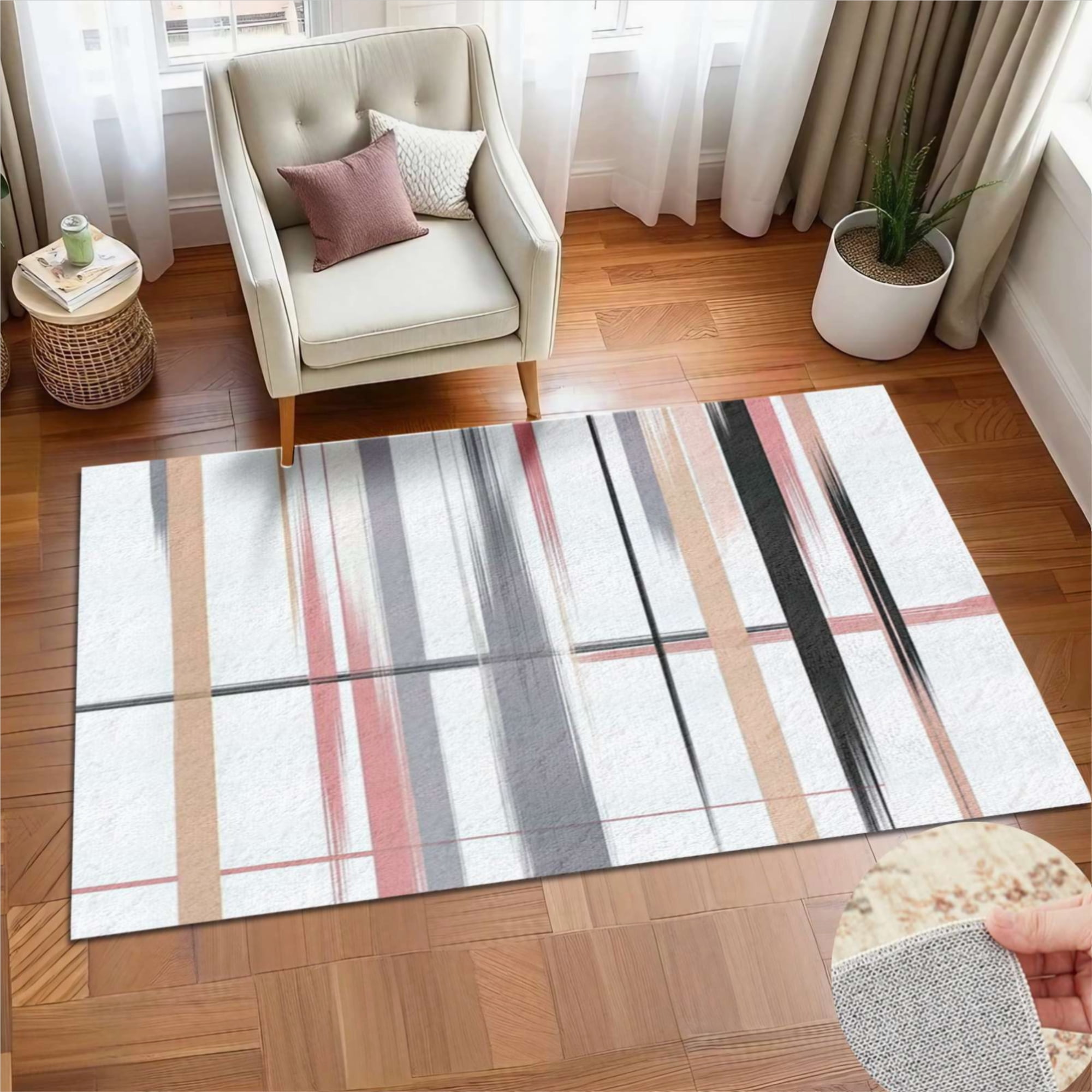 Large Abstract Rug Abstract Painted Line Pattern Soft Large Area Rugs Washable Rug With ...