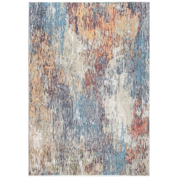 Abstract Painting Modern Area Rug - Blue & Red - 8 x 10 ft.