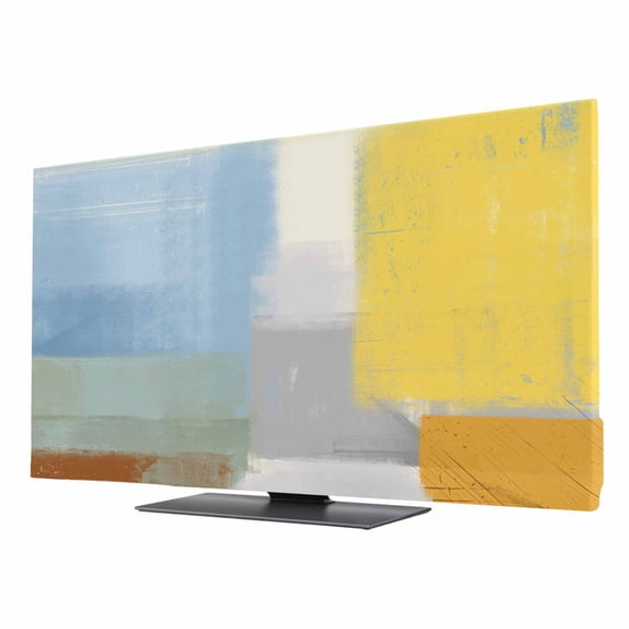 Abstract Painting TV Dust Cover 32 Inch, Art Style Orange Blue Yellow ...