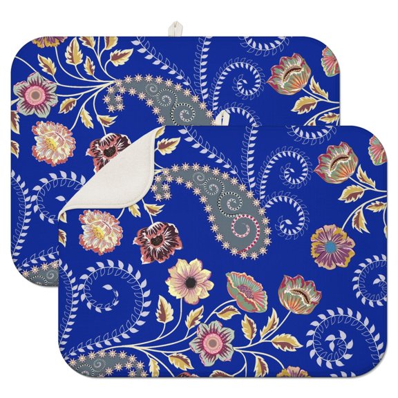 Abstract Paisley Art Coffee Mat with Bohemian Artistic Pattern – Scratch Resistant Spill Mat for Kitchen or Bar, Machine Washable & Reversible