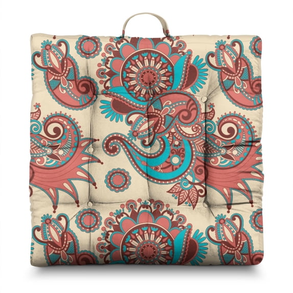 Abstract Paisley Art Floor Pillow – 22x22 Inch Large Cushion, Dutch Velvet, Soft Support for Meditation, Yoga & Home Decor (Artistic Print)