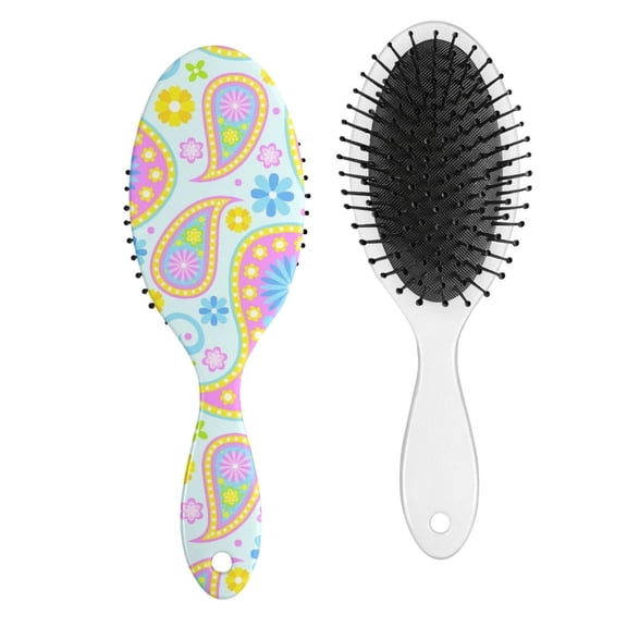 Abstract Paisley Art Hair Brush - Gentle Detangler with Round-Tip Bristles - Ideal for Sensitive Scalps & Kids