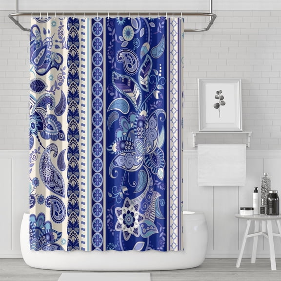 Abstract Paisley Art Shower Curtain Chic Aesthetic Colorful Vibrant Indian Tribal Bathroom Decor 72x72 Inch Quick Dry Polyester