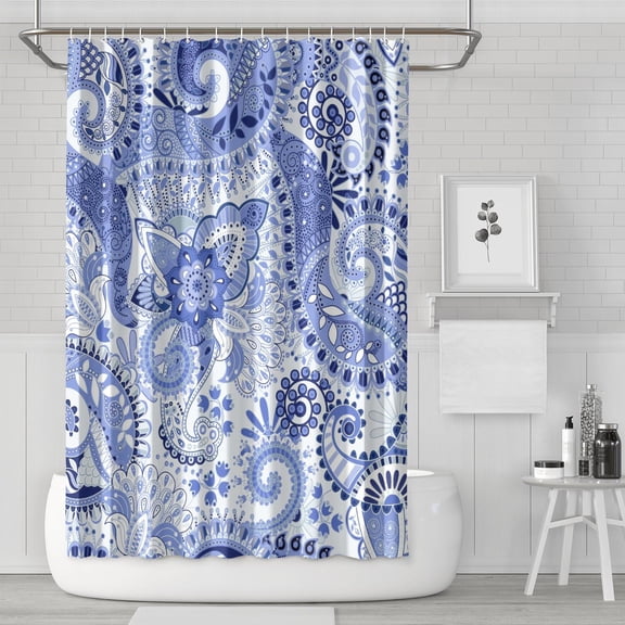 Abstract Paisley Art Shower Curtain Colorful Vibrant Indian Tribal Bohemian Bath Drapes 72x72 Inch Polyester Quick Dry