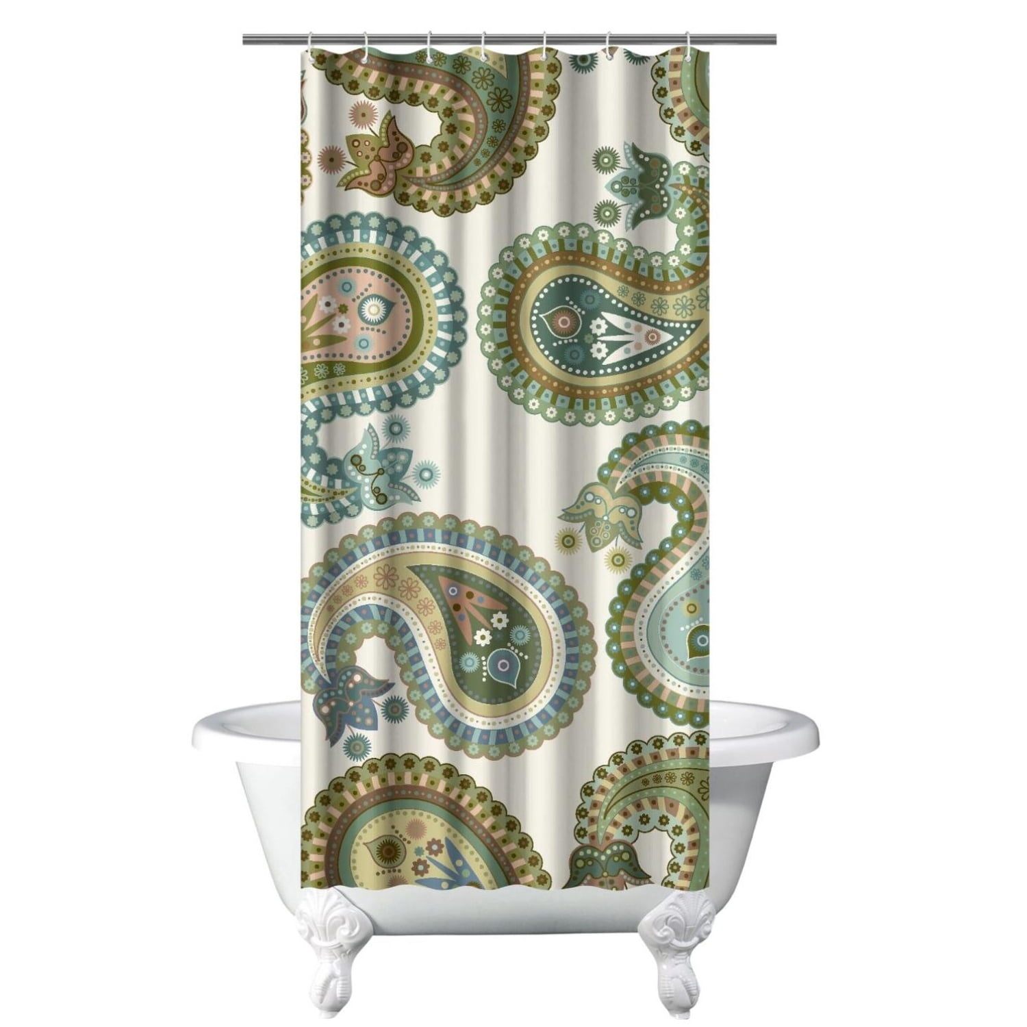 Abstract Paisley Art Shower Curtain Decorative Print Mandala Inspired Waterproof Fabric 36x72 inches