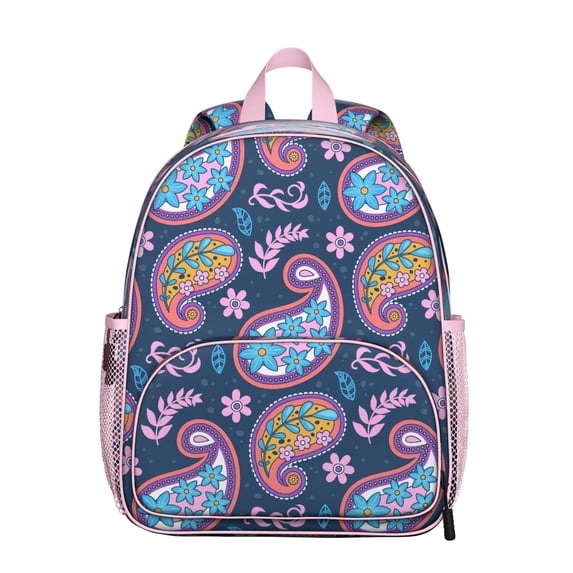 Abstract Paisley Art Students Backpack - Mandala Inspired Exotic Vintage Retro Boho Floral Design, Comfortable Adjustable Straps for Developing Students