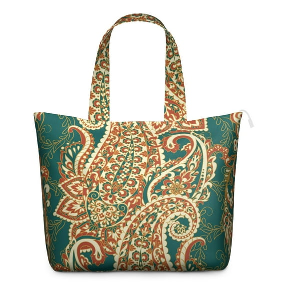 Abstract Paisley Art Weekender Chic Boho Travel Duffel with Artistic Floral Pattern, Vintage Mala Inspired Design