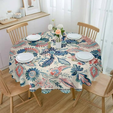 Abstract Paisley Floral Retro Round Waterproof Tablecloth Home Decorative Table Cover Party Wedding Dining Room Table Cloth