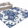 Abstract Paisley Pattern Area Rugs 4x6ft Retro Blue Ethnic Flowers ...