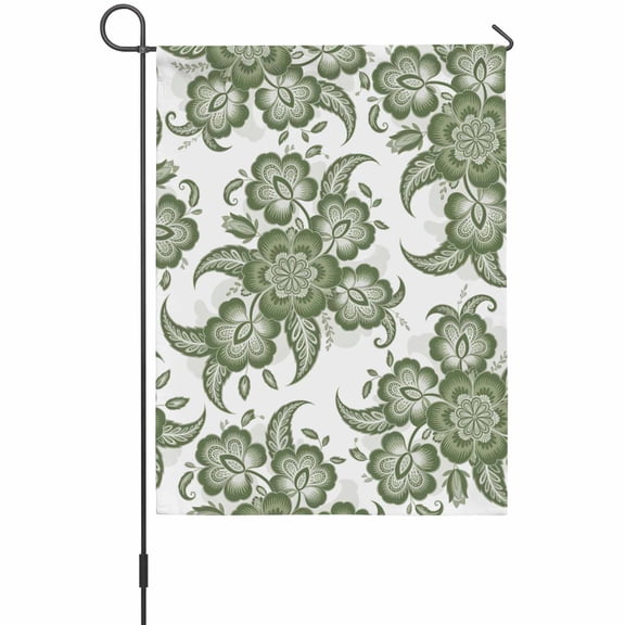 Abstract Paisley Pattern House Flags For Outdoor, Retro Green Ethnic Flowers Tribal Small Double Side Yard Flags Weather Proof House Decor for Lawn Outside Holiday 28 x 40 Inches