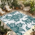 Abstract Paisley Pattern Outdoor Rug, Retro Green Ethnic Flower Tribal ...