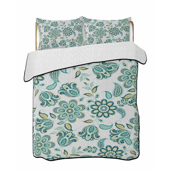 Abstract Paisley Pattern Quilts Bedding Set Twin Size Retro Green ...