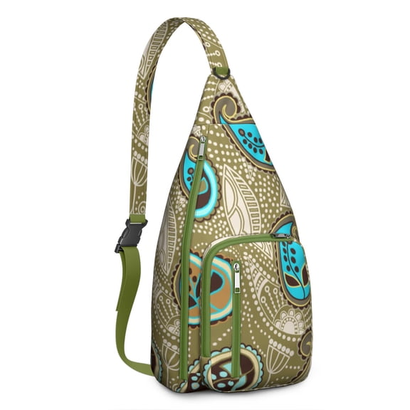 Abstract Paisley Sling Backpack - Retro Artistic Design Crossbody Bag, Multi-Pocket Travel Pack for Photography
