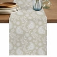 thumbnail image 1 of Abstract Paisley Table Runner, Floral Leaves Yellow Background Cotton Linen Kitchen Table Decoration Washable Dining Tabletop Runners for Home Party Decor 18x72 Inches, 1 of 9