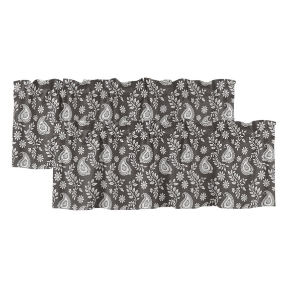 Abstract Paisley Valances for Windows 2 Pack, Floral Leaves Brown ...