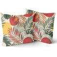thumbnail image 1 of Abstract Palm Leaves Pillow Covers 18 x 18 Inch Set of 2, Tropical Green Leaf Red Yellow Geometric Decorative Throw Pillow Cases Fabric Cushion Cover for Sofa Couch Car Bed Patio, 1 of 1