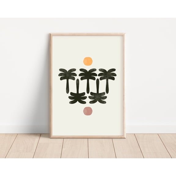 Abstract Palm Tree Art Print Boho Indie Style Wall Decor, Unframed Paper Poster 8x10in