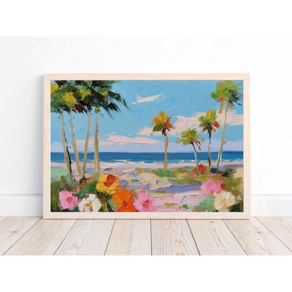 Abstract Palm Tree Vivid Acrylic Eco-Friendly Fine Tropical Decor Colorful Beach Poster Wall Art Print
