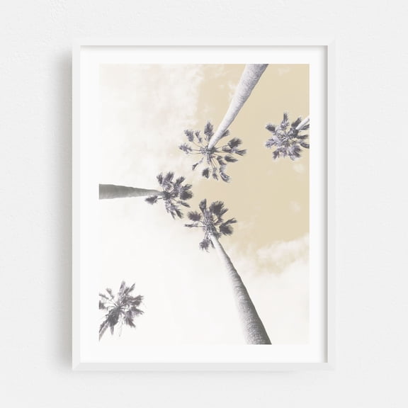 Abstract Palm Trees - California Photography Palm Tree Minimalist Tropical Vintage Surrealism Beach Coastal White Framed Wall Art Print 18 x 24 inches