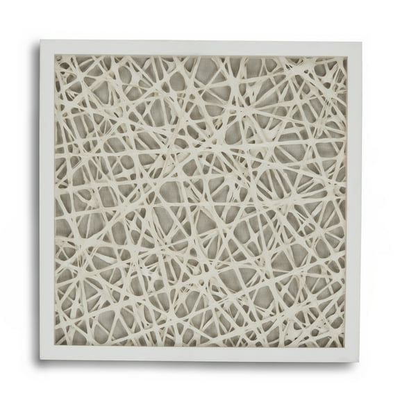 Zentique White and Ivory Abstract Framed Square Wall Art 23.5" x 23.5"