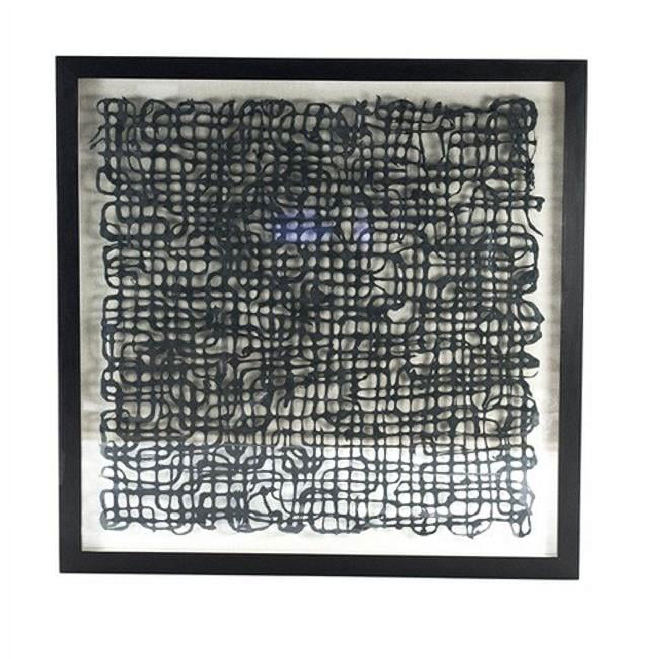 Black and Silver Abstract Paper Art with Fir Wood Frame