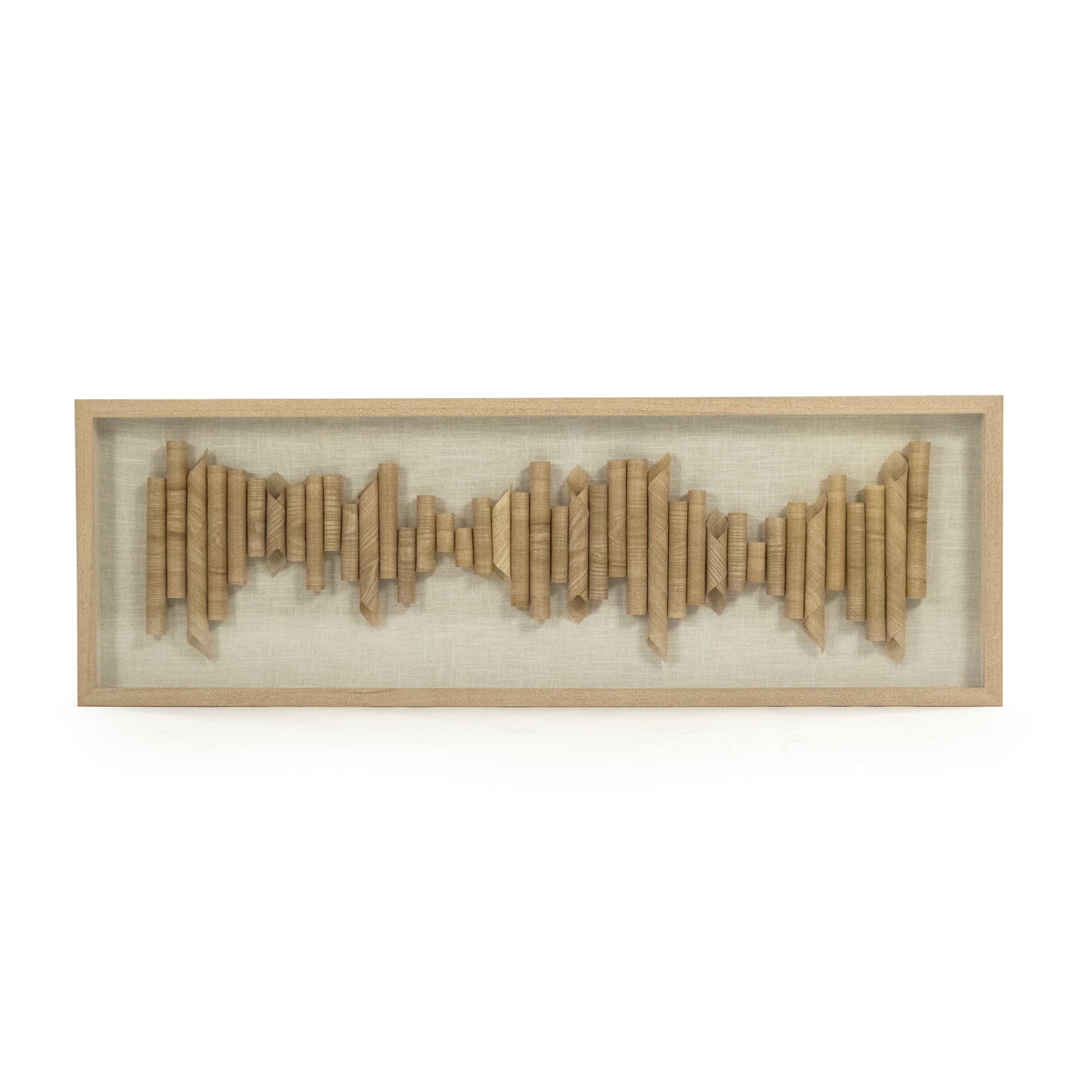 Tan Framed Abstract Wood Veneer Wall Art