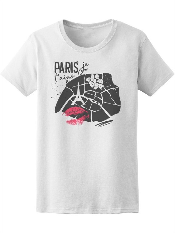 Abstract Paris Je T'aime Eiffel Tower T-Shirt Women -Image by Shutterstock, Female Medium