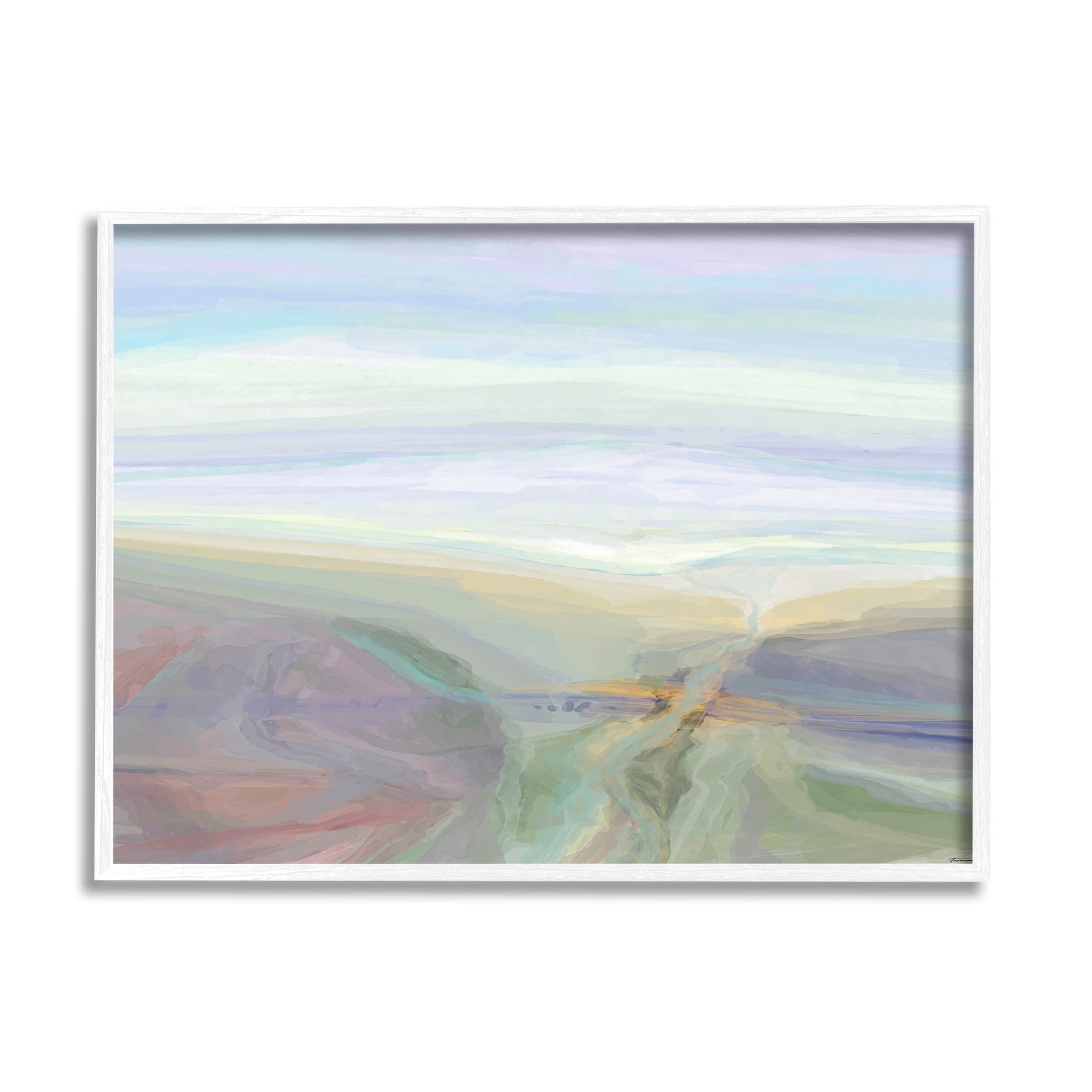 Abstract Pastel Canyon Landscape Abstract Graphic Art White Framed Art Print Wall Art