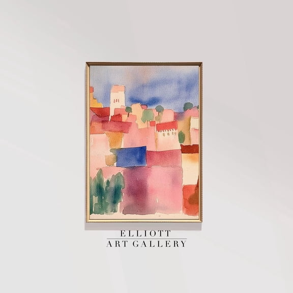 Abstract Pastel Cityscape Boho Art Print Poster Vintage Folk Art Aesthetic Vintage Modern Art Timeless Modern Decor Poster E875, Unframed Poster Size 8x12 F03.1.18l1114