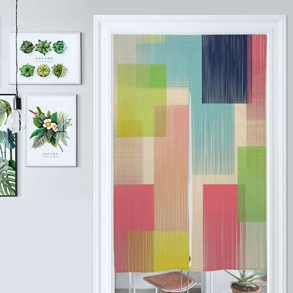 Abstract Pastel Geometric Pattern Door Curtain Nordic Living Room DoorCurtain Porch Partition Curtain Kitchen Rative Half Curtain