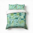 thumbnail image 1 of Abstract Pastel Green Square Pattern Bedding Set 3 Pcs Soft Microfiber Quilt Cover For Bedroom Decor, Comforter Cover With 2 Pillowcase, 1 of 5