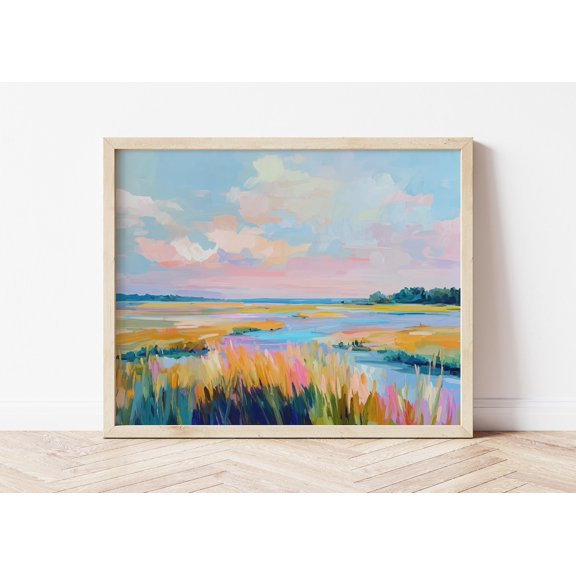 Abstract Pastel Landscape Poster: Colorful Maximalist Wall Art, Unframed Poster Size 16x24