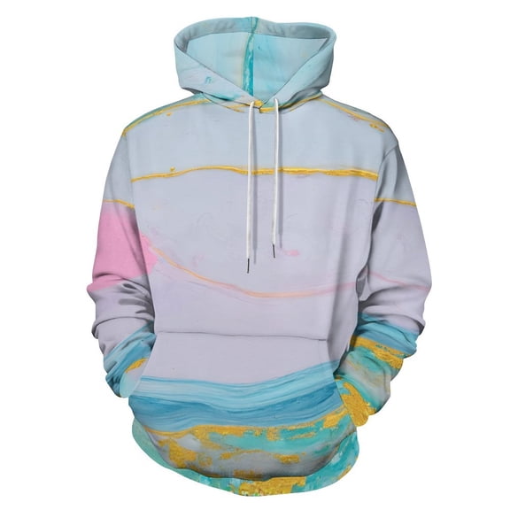 Abstract Pastel Marble Art Men's Women Vintage 3D Hooded Sweatshirt - All-Season Loose Fit Streetwear
