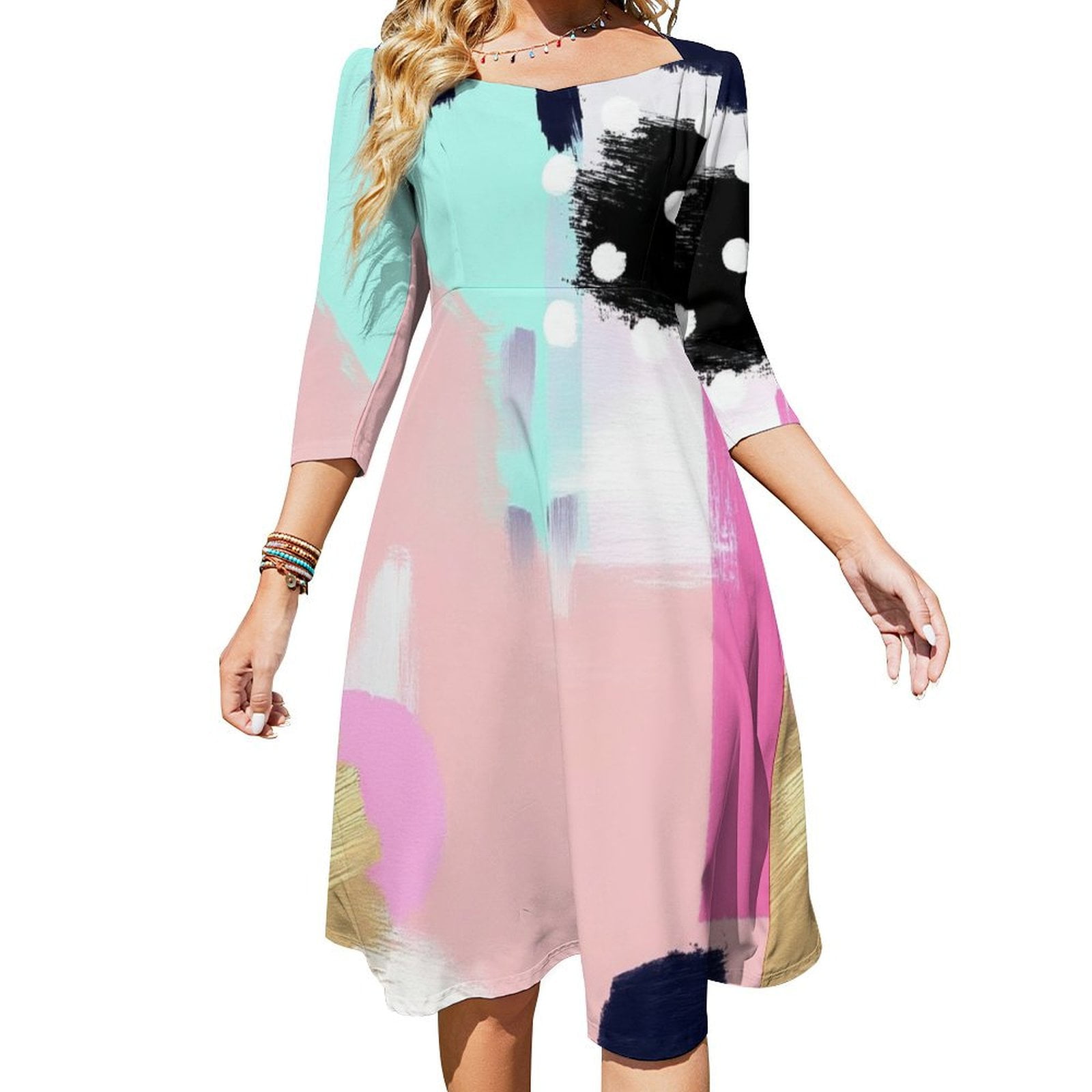 Abstract Pastel Paint Strokes Art Women's Fall Dresses Casual Loose ...
