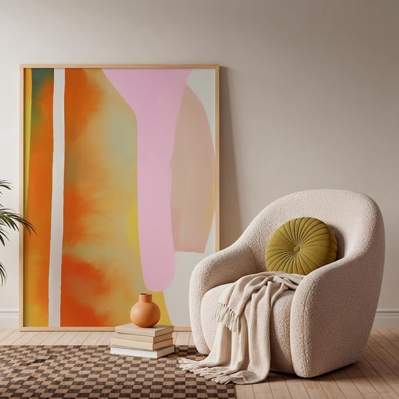 Abstract Pastel Pink Green Gradient Modern Minimalist Colorful Home Decor Poster, Unframed Size 16x24
