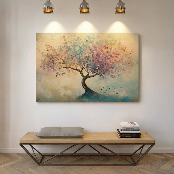 Abstract Pastel Tree Wall Art - Nature-Inspired Artwork With Birds And Soft Colors For Modern And Rustic Home Decor Wall Art, Modern Wall Decor, 8x12 UNFRAMED