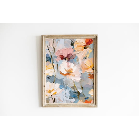 Abstract Pastel Wildflower Poster, Unframed Size 8x12