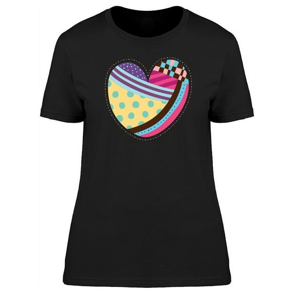 Abstract Patched Heart T-Shirt Women -Image by Shutterstock, Female Medium