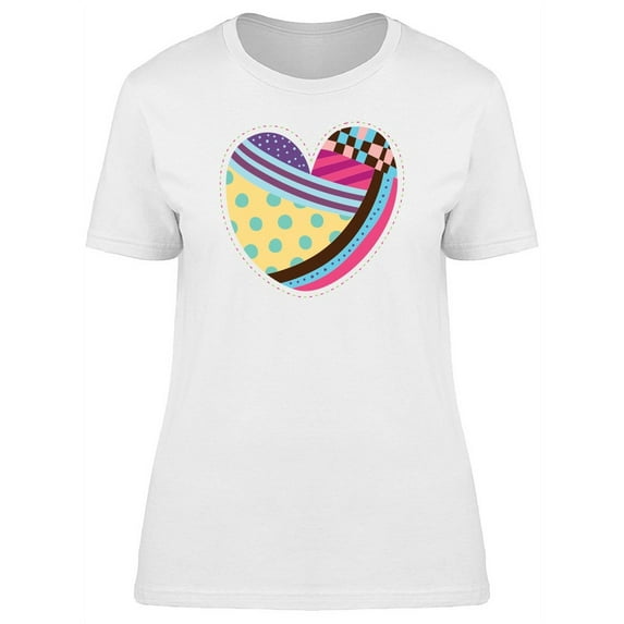Abstract Patched Heart T-Shirt Women -Image by Shutterstock, Female Small