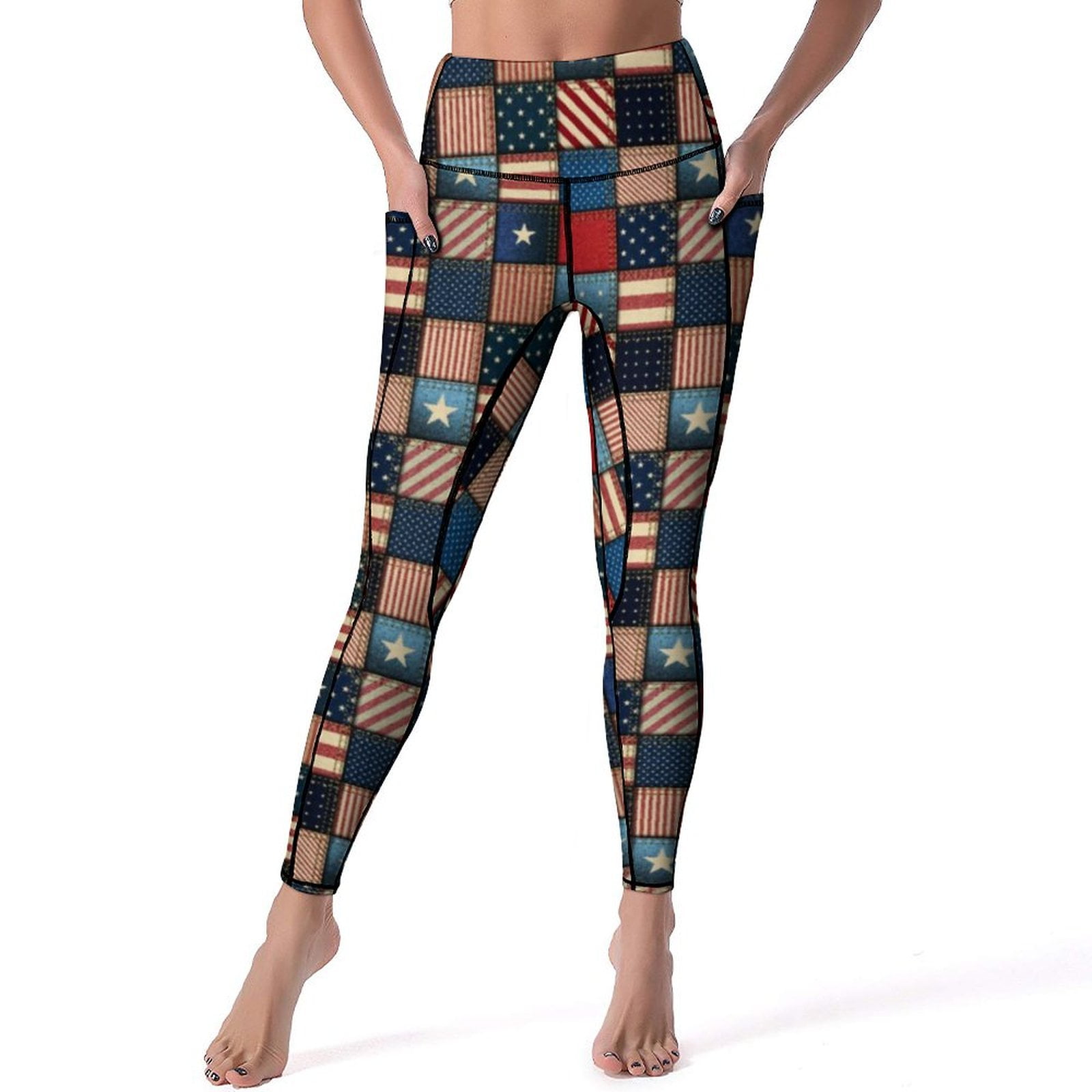 Print patchwork yoga leggings