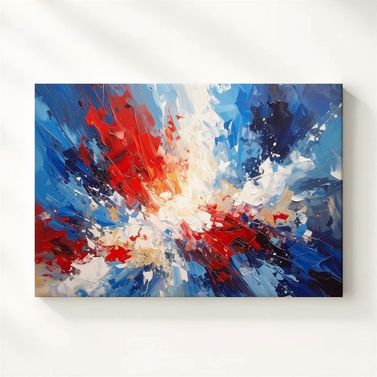 Abstract Patriotic Burst Poster Red White & Blue Modern Expressionist ...