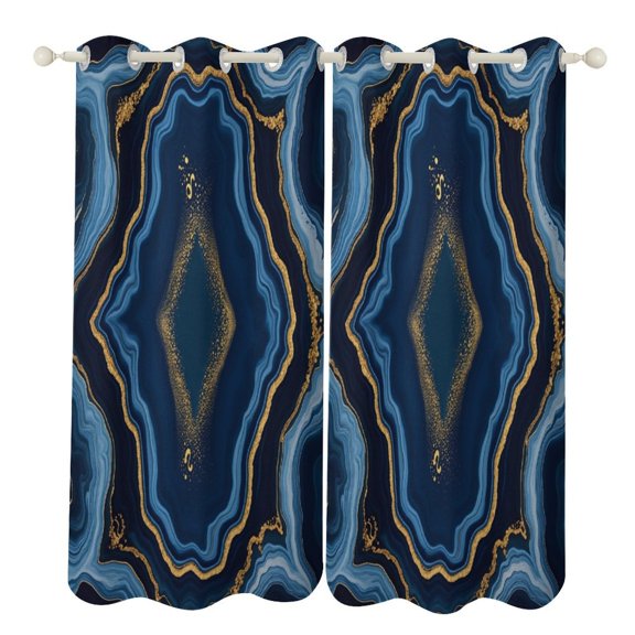 Abstract Pattern 2pcs Blackout Curtains For Living Room Bedroom, Grommet Top Window Set for Left And Right Biparting Open