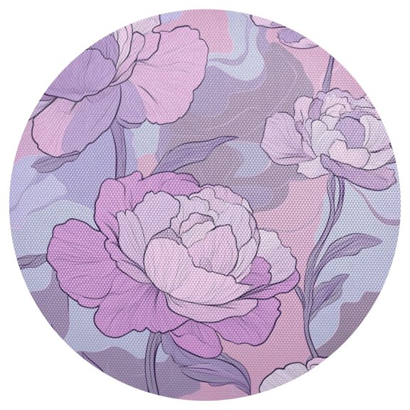 Abstract Pattern Background Peony Flowers PVC Round Grid Placemat Table Mat 1 Pc 15.4" x 15.4"
