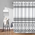 thumbnail image 1 of Abstract Pattern Bathroom Shower Curtain White Black Stripes Wave Waterproof Polyester Shower Curtains with Hooks Geometric Shower Curtain for Modern Home Decorative, 72x72 Inch, 1 of 6