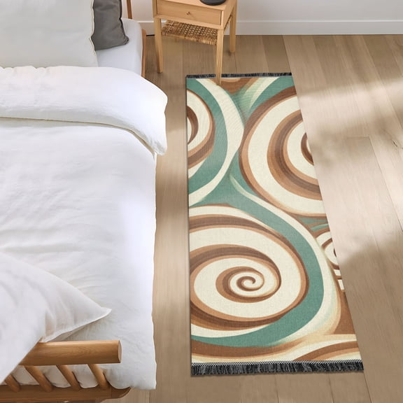 Abstract Pattern Chocolate Swirl Bedroom Runner Rug 2'x 6' Non Slip Carpet Indoor Home Area Rug Living Room