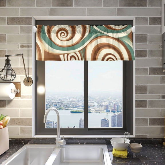 Abstract Pattern Chocolate Swirl Curtain Valances for Windows Kitchen Living Room Valances 54" W x 18" L